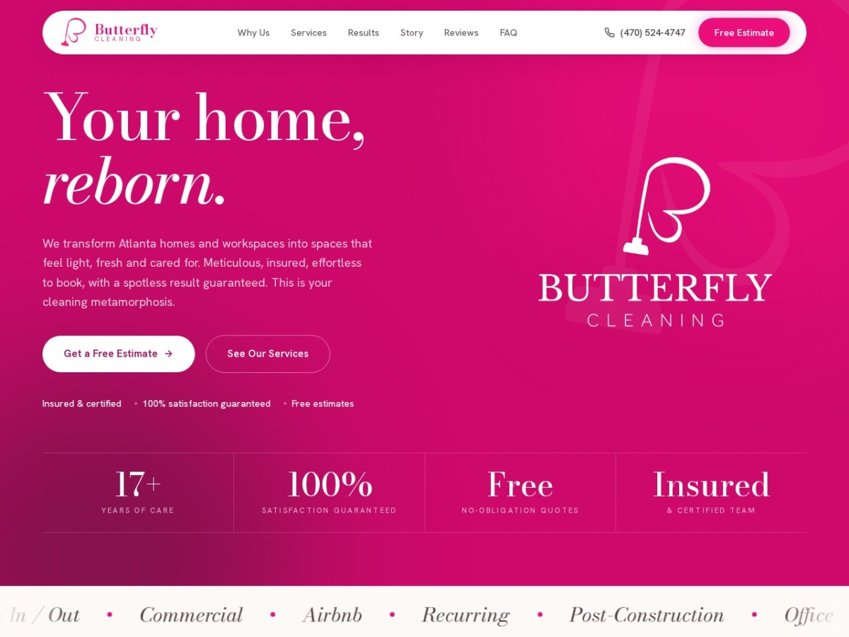 Butterfly Cleaning website